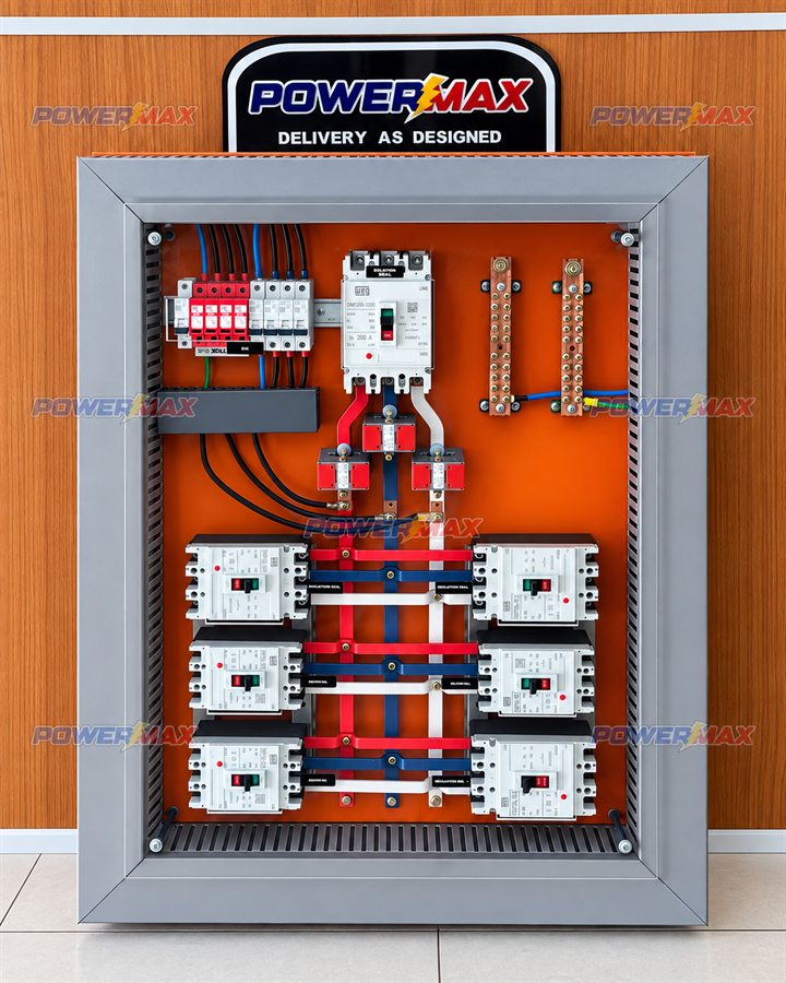 Painel Power Max com componentes industriais